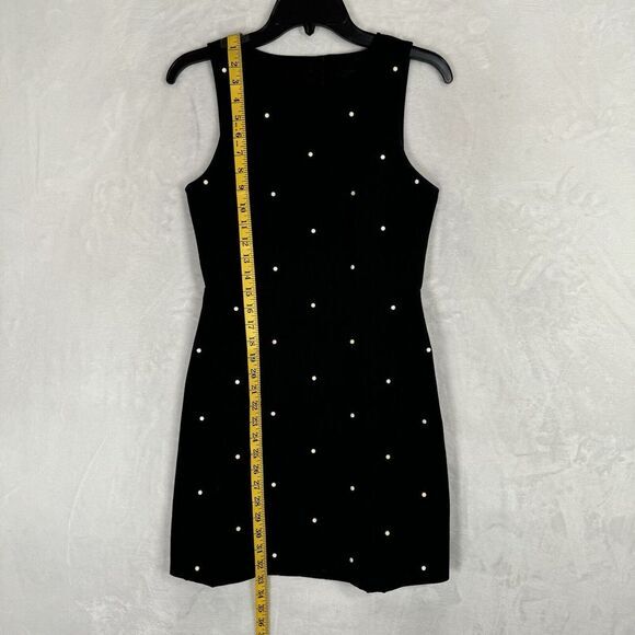 Tibi Black Ivory Beaded Mini Dress Size 4 Cutout Back Polka Dot Retro Sleeveless - Picture 6 of 16